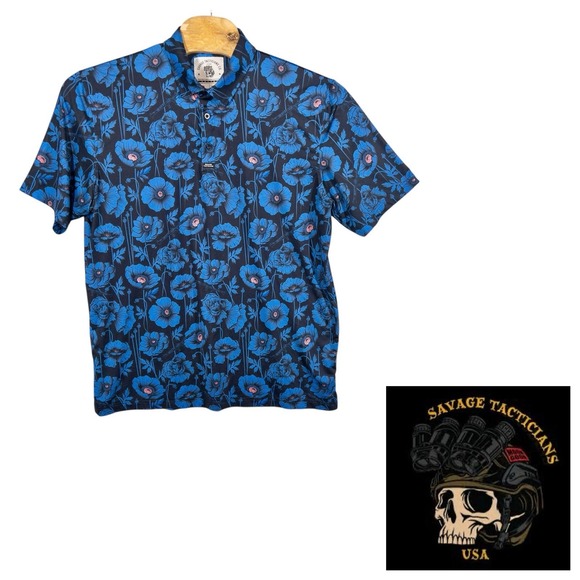 Savage Tacticians Mens XL Performance Polo Poppy RPG Hawaiian Tactical Military - Picture 1 of 9